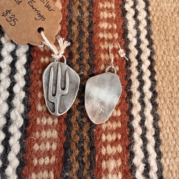 Sterling Cactus Earrings - Picture 2 of 2